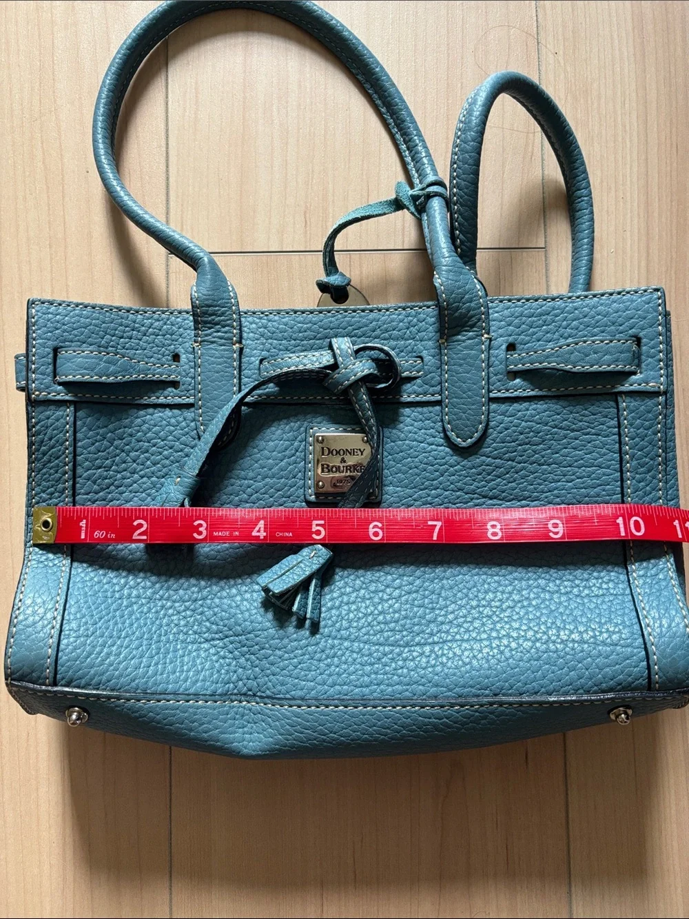 Dooney & Bourke Blue Pebbled Leather Mini Tassel Handbag Purse